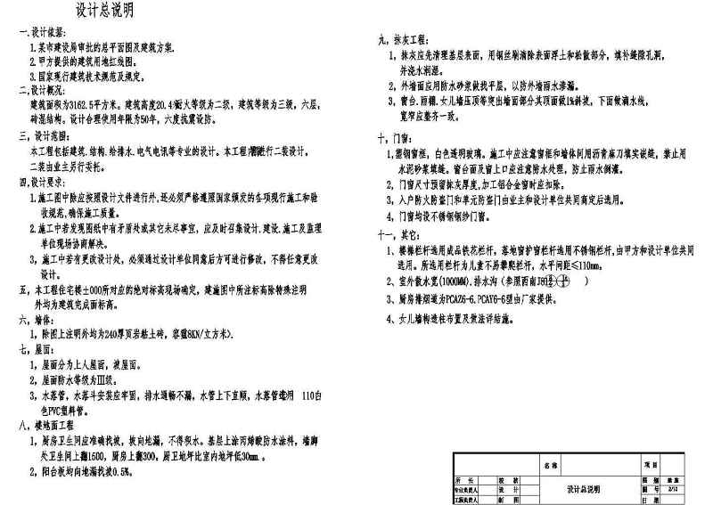 某<a href=https://www.yitu.cn/su/7872.html target=_blank class=infotextkey>地</a><a href=https://www.yitu.cn/su/7580.html target=_blank class=infotextkey>多层住宅</a><a href=https://www.yitu.cn/su/8159.html target=_blank class=infotextkey>楼</a>建筑<a href=https://www.yitu.cn/su/7590.html target=_blank class=infotextkey>设计</a>施工图