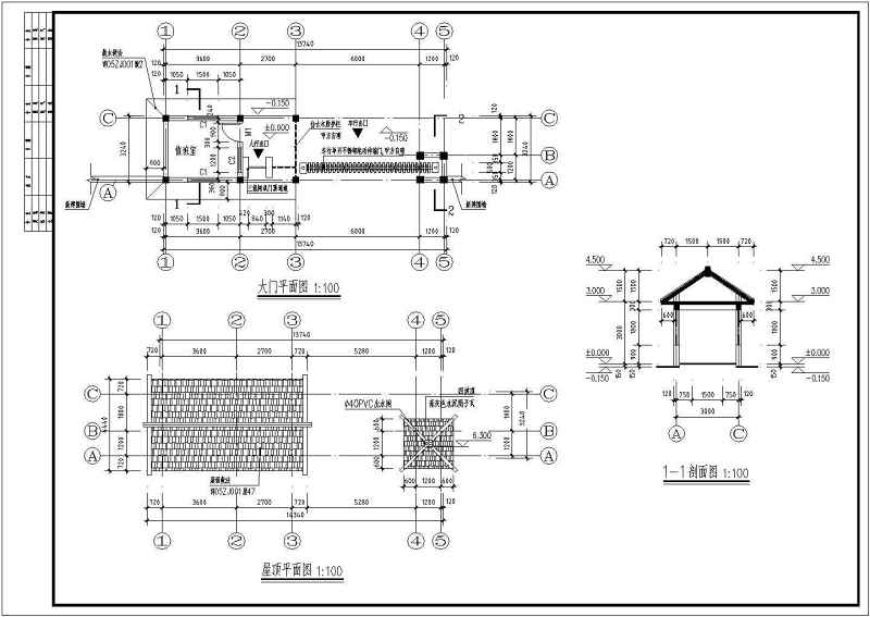 仿古大门全套建筑cad施工图