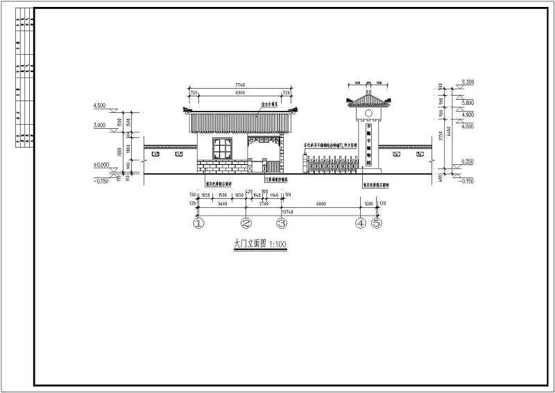 仿古大门全套建筑cad施工图