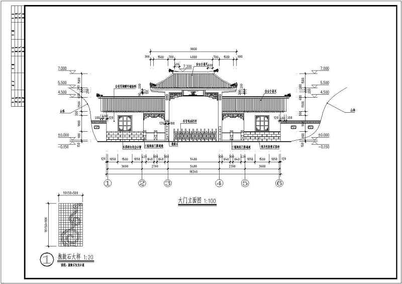 仿古大门全套建筑cad施工图