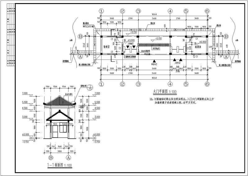 仿古大门全套建筑cad施工图