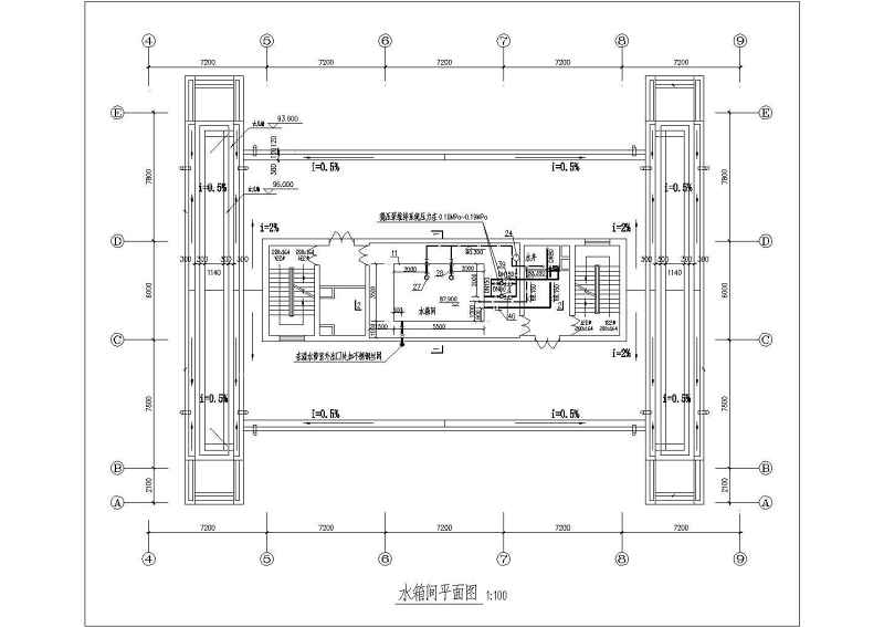 某<a href=https://www.yitu.cn/su/5628.html target=_blank class=infotextkey>水</a>箱间给排<a href=https://www.yitu.cn/su/5628.html target=_blank class=infotextkey>水</a><a href=https://www.yitu.cn/su/7896.html target=_blank class=infotextkey>管道</a>布置cad施工图