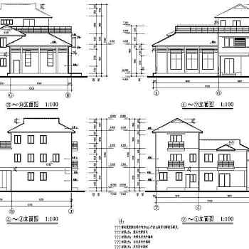 某地三层框架结构别墅建筑设计施工图