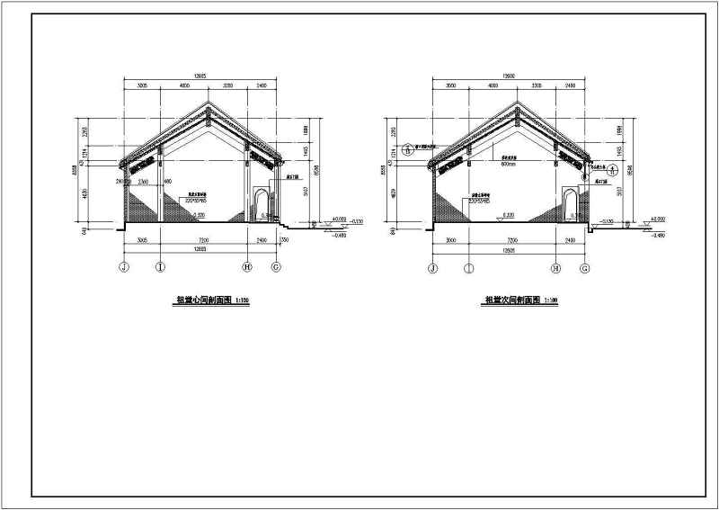 某<a href=https://www.yitu.cn/su/7872.html target=_blank class=infotextkey>地</a>区框剪结构仿古祠堂建筑方案图