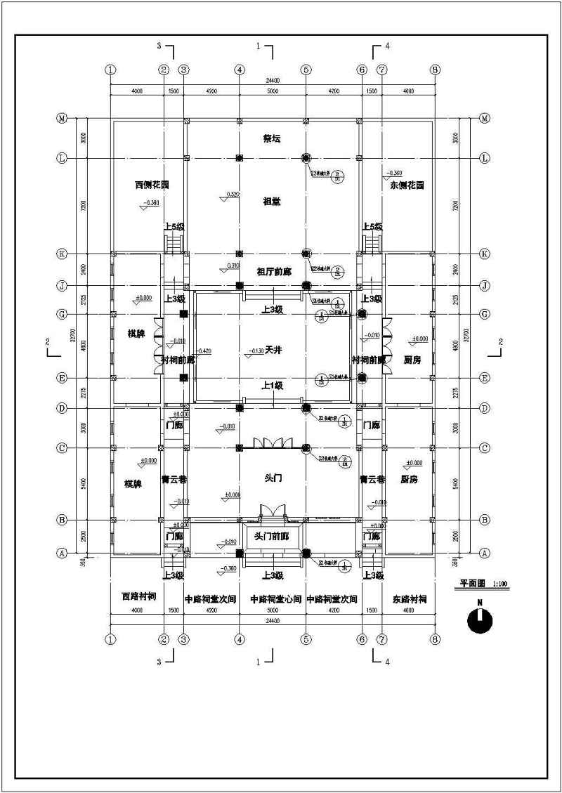 某<a href=https://www.yitu.cn/su/7872.html target=_blank class=infotextkey>地</a>区框剪结构仿古祠堂建筑方案图