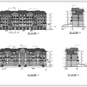 某地四层框架结构叠拼别墅建筑设计施工图