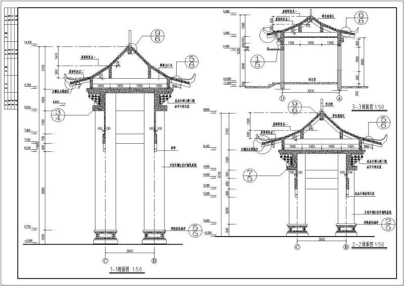 北京某四柱三<a href=https://www.yitu.cn/su/8159.html target=_blank class=infotextkey>楼</a><a href=https://www.yitu.cn/su/7637.html target=_blank class=infotextkey>框架</a>结构大门建筑施工图