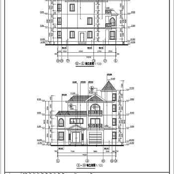 某地三层剪力墙结构别墅建筑设计施工图