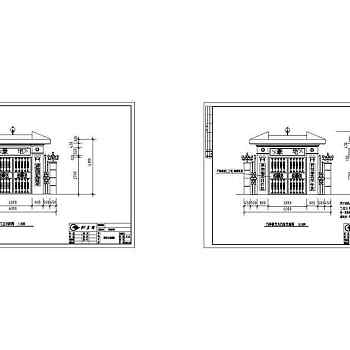 豪华别墅门亭铁艺大门施工图