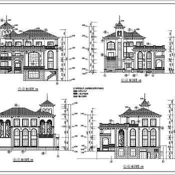 某地三层框架结构别墅建筑设计施工图