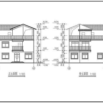 某框架带坡屋顶别墅建筑结构施工图