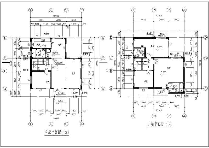 某<a href=https://www.yitu.cn/su/7637.html target=_blank class=infotextkey>框架</a>带<a href=https://www.yitu.cn/su/8035.html target=_blank class=infotextkey>坡屋顶</a>别墅建筑结构施工图