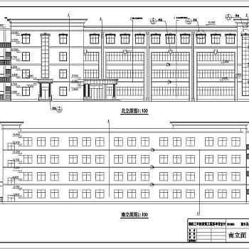 江苏某4层框架结构中学教学楼建筑方案图