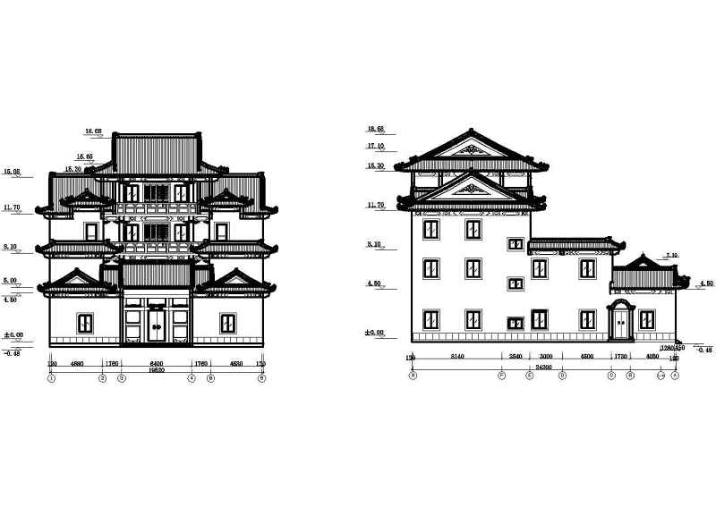 中式<a href=https://www.yitu.cn/su/6913.html target=_blank class=infotextkey>别墅外观</a>立面