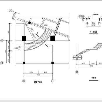 某地区全钢弧形楼梯结构设计施工图纸