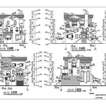 某三层框架结构别墅建筑设计方案图