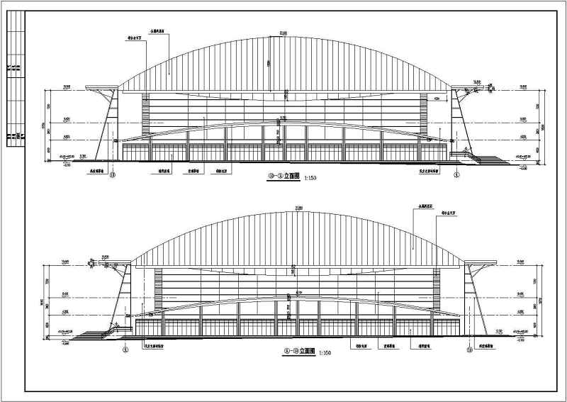 某体育馆建筑<a href=https://www.yitu.cn/su/7590.html target=_blank class=infotextkey>设计</a>cad施工图带渲染效果图