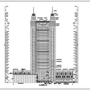 某21层银行办公楼建筑、结构cad施工图3D模型