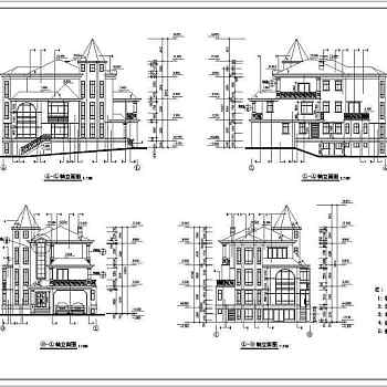 东莞市某地三层框架结构别墅建筑设计施工图纸