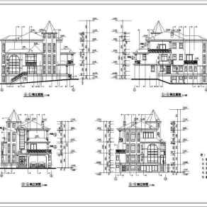 东莞市某地三层框架结构别墅建筑设计施工图纸