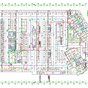 深圳某小区地下车库电气全套设计图纸3D模型