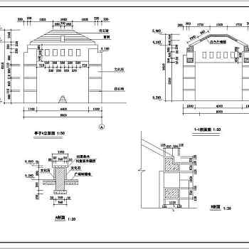 某地5个仿古风格亭子建筑设计施工图