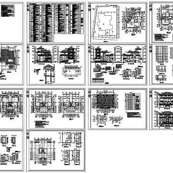 仿古别墅建筑设计施工图纸（建筑cad图纸）