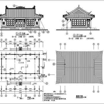 某风景区单层仿古阁楼建筑设计施工图