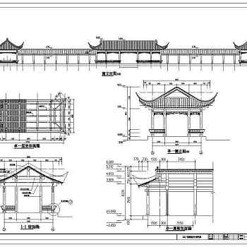 北方某地多个古建连廊建筑方案设计图