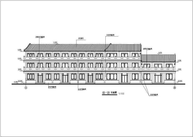 仿古街建筑<a href=https://www.yitu.cn/su/7590.html target=_blank class=infotextkey>设计</a>CAD施工图