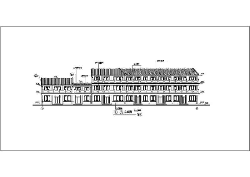 仿古街建筑<a href=https://www.yitu.cn/su/7590.html target=_blank class=infotextkey>设计</a>CAD施工图