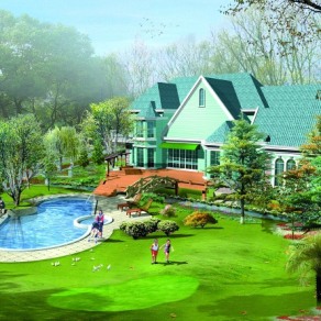 上海西郊庄园别墅景观设计效果图3D模型