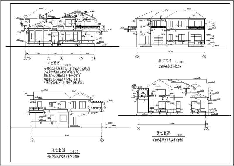 某坡屋面<a href=https://www.yitu.cn/su/8193.html target=_blank class=infotextkey>小别墅</a>全套建筑结构施工图