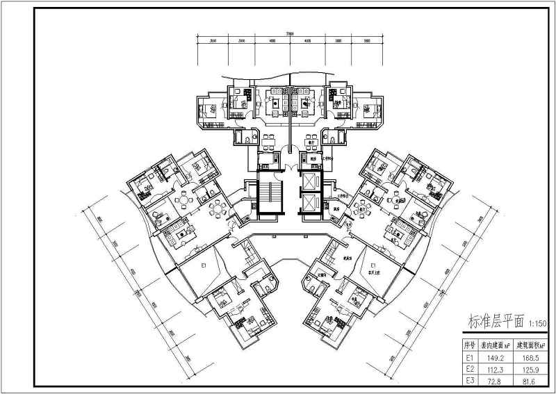 高层住宅<a href=https://www.yitu.cn/su/7212.html target=_blank class=infotextkey>户型</a><a href=https://www.yitu.cn/su/8159.html target=_blank class=infotextkey>楼</a>cad施工图