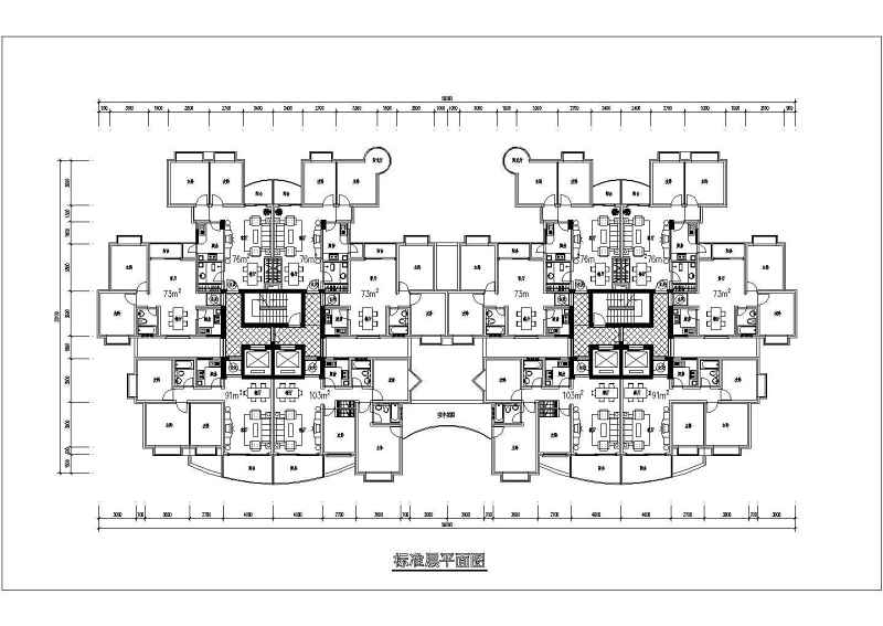 高层住宅<a href=https://www.yitu.cn/su/7212.html target=_blank class=infotextkey>户型</a><a href=https://www.yitu.cn/su/8159.html target=_blank class=infotextkey>楼</a>cad施工图