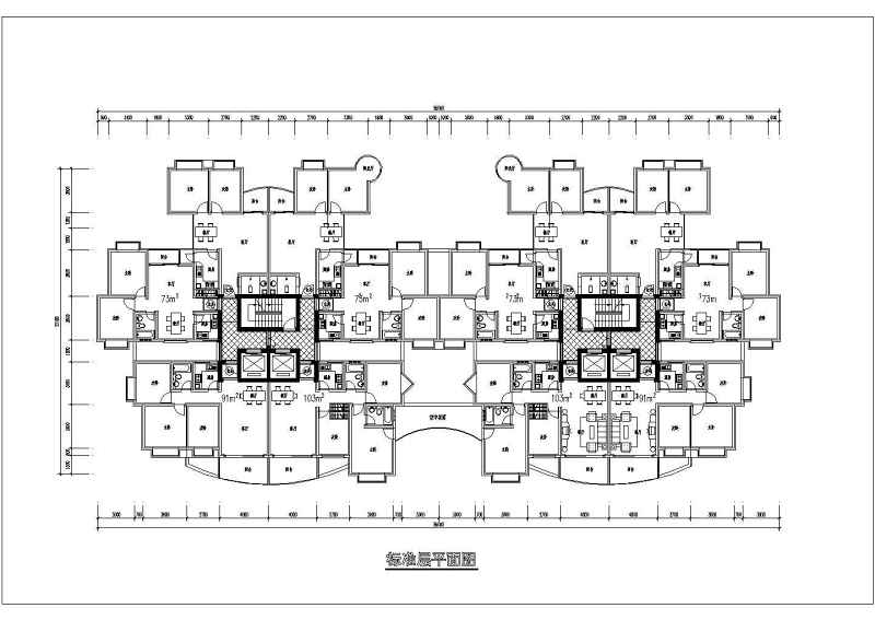 高层住宅<a href=https://www.yitu.cn/su/7212.html target=_blank class=infotextkey>户型</a><a href=https://www.yitu.cn/su/8159.html target=_blank class=infotextkey>楼</a>cad施工图