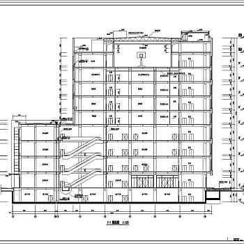 上海某九层框架结构商业楼建筑设计方案图