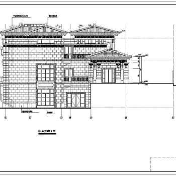 某二层一进院中式风格别墅设计cad建筑施工图