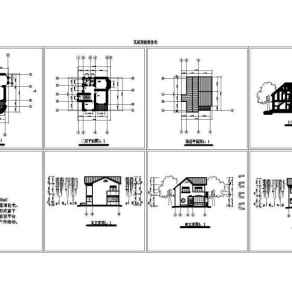 家庭小别墅平立剖面图（建筑cad图纸）3D模型