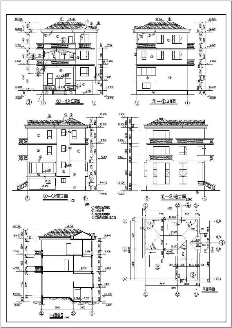 某新农村三层带夹层别墅建筑<a href=https://www.yitu.cn/su/7590.html target=_blank class=infotextkey>设计</a>方案图