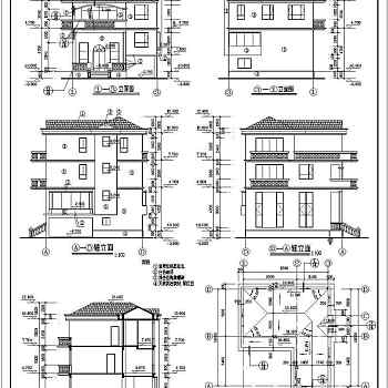 某新农村三层带夹层别墅建筑设计方案图