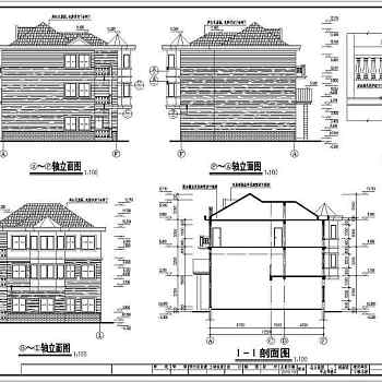 某农村三层带阁楼别墅建筑设计施工图