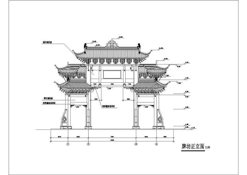 仿古牌坊建筑cad施工图