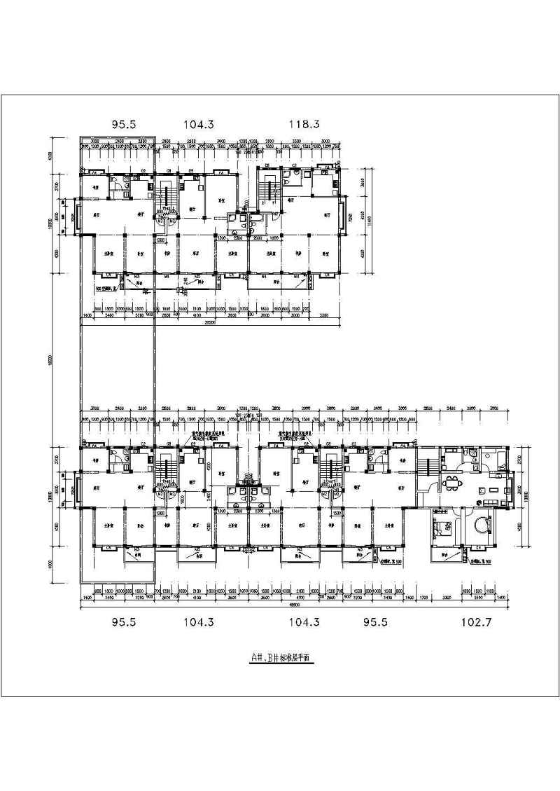 多层<a href=https://www.yitu.cn/su/8035.html target=_blank class=infotextkey>坡屋顶</a>复式住宅建筑cad施工图