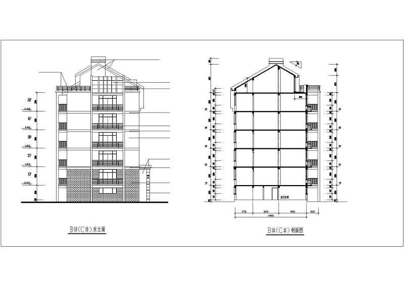 多层<a href=https://www.yitu.cn/su/8035.html target=_blank class=infotextkey>坡屋顶</a>复式住宅建筑cad施工图