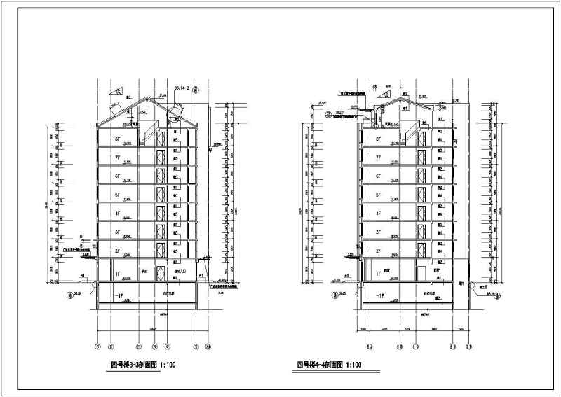 围合式坡顶小高层住宅全套cad施工图