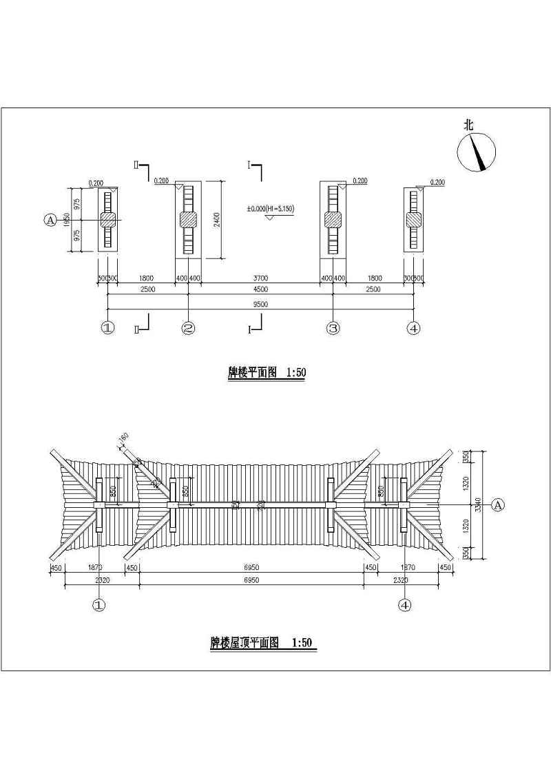 仿古牌坊 建筑cad施工图