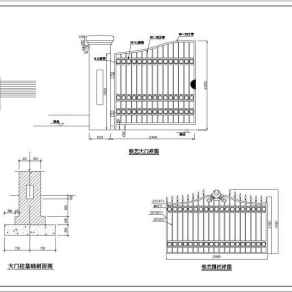北京某住宅小区铁艺大门、围栏建筑设计施工图3D模型