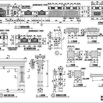 某小区欧式大门与欧式围墙设计施工详图