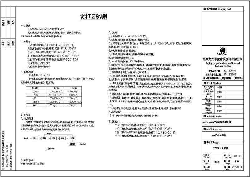 85吨/天农村生活污<a href=https://www.yitu.cn/su/5628.html target=_blank class=infotextkey>水</a>处理站<a href=https://www.yitu.cn/su/6997.html target=_blank class=infotextkey>工艺</a>、土建施工图